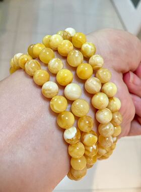 小年份 老蜜蜡 白花蜜蜡108 项链 手串 颜色浓郁花7.3mm 28.03g
