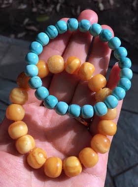 原矿绿松石证书手串