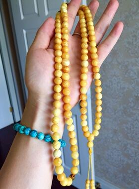 项链温暖风橘色老蜜蜡