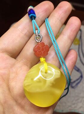 萌萌哒天然蜜蜡手工挂绳扣子