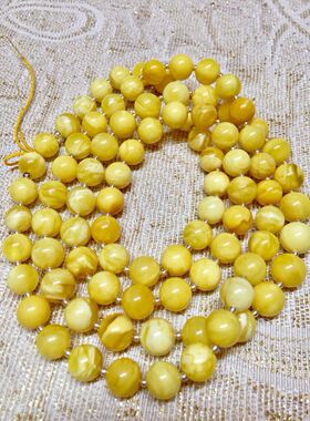 俄料小年份氧化白花蜜蜡项链 时装款 9mm 39.88克 88颗 浑厚浓郁
