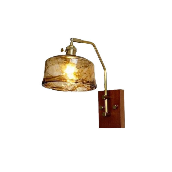 New Chinese Style Retro Brass Glass Aisle Bedroom Wall Lamp