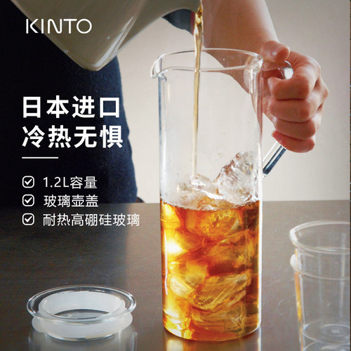 日本进口KINTO玻璃冷水壶耐高温凉水杯家用装水壶果汁壶开水壶 - 图1