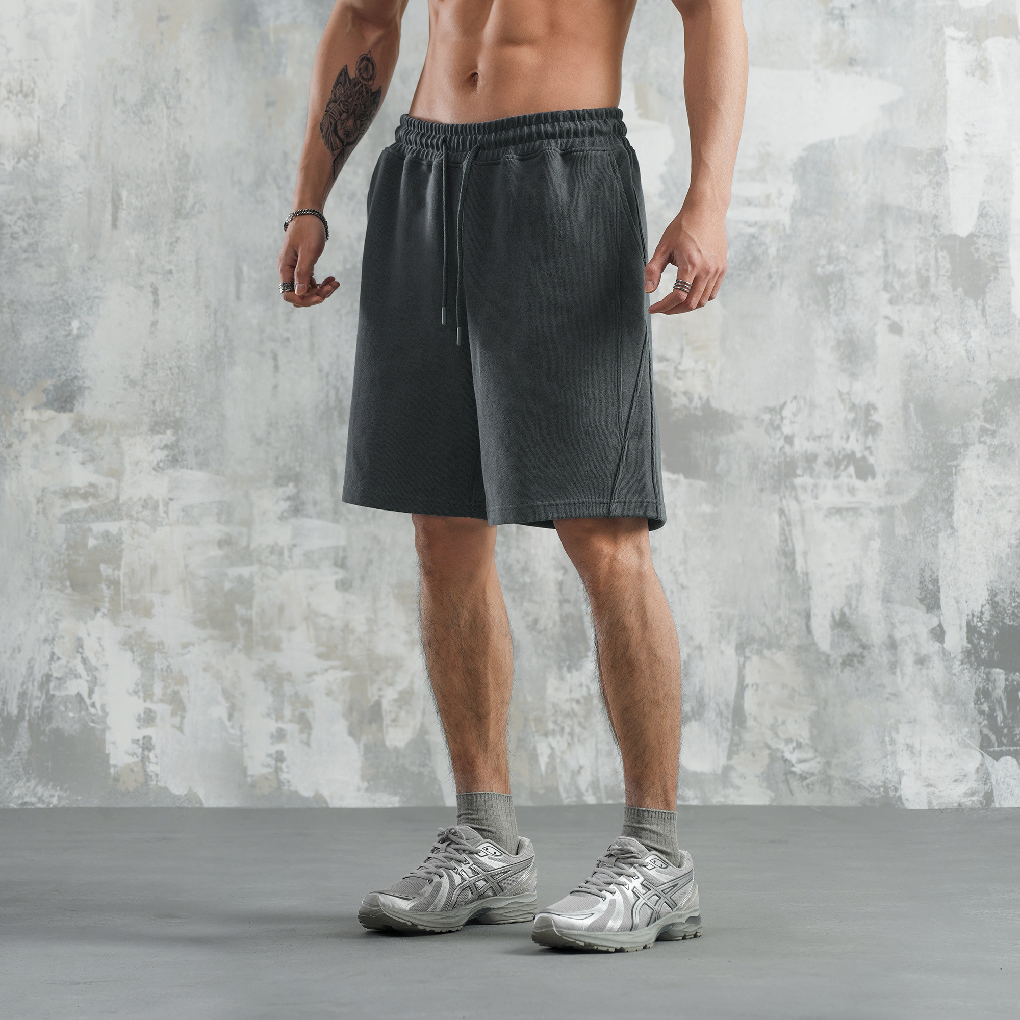 鹿家门宽松重磅短裤男夏季新款直筒印花美式高街运动休闲裤五分裤,淘宝优惠券,粉丝福利购,淘宝优惠卷