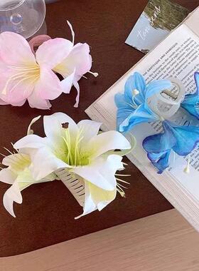 度假氛围感唯美立体百合花朵抓夹