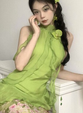 仙气异域风情绿色花朵蝴蝶兰发饰