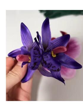 韵味紫色系博主同款花花发夹侧夹