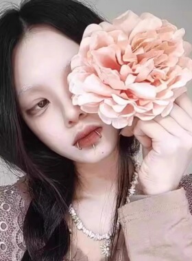 古风汉服头饰粉色布艺花朵发夹女