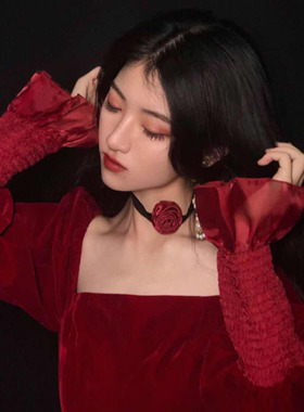 chocker项链简约黑色项圈配饰品