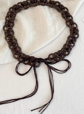 章若楠同款圆圈腰带编织腰绳腰链