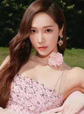 郑秀妍同款粉色花朵绑带颈链女