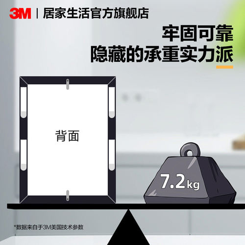 3M高曼魔力扣免打孔挂画神器相框无痕挂钩婚纱照魔术贴无痕照片墙 - 图0