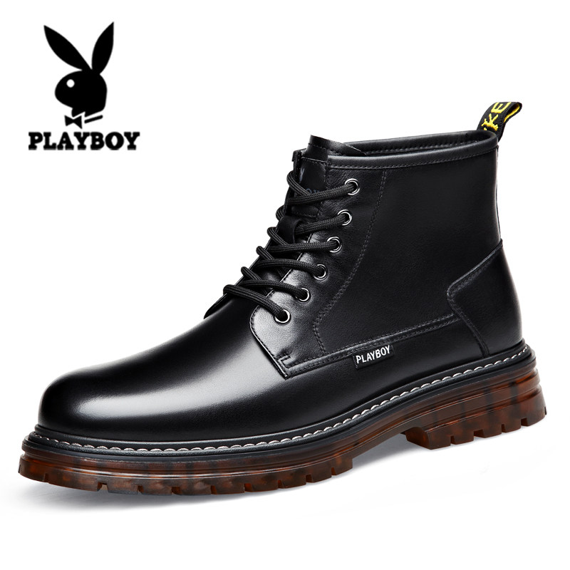 花花公子男款马丁靴真皮潮流工装英伦风厚底软皮短靴高帮皮鞋皮靴,淘宝优惠券,粉丝福利购,淘宝优惠卷