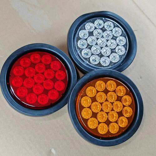 LED挂车后尾灯小三色圆尾灯转向橡皮圆形倒车灯中集大货车24V四寸 - 图3