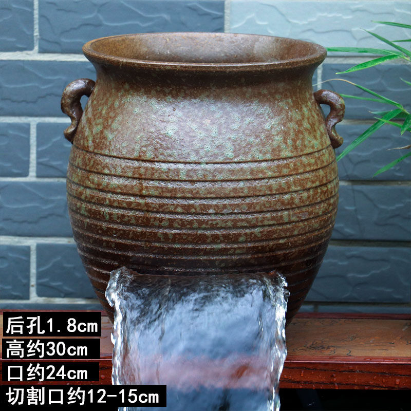 瀑布流水陶罐鱼缸过滤增氧水循环庭院造景古法养鱼无孔水培花盆大,淘宝优惠券,粉丝福利购,淘宝优惠卷