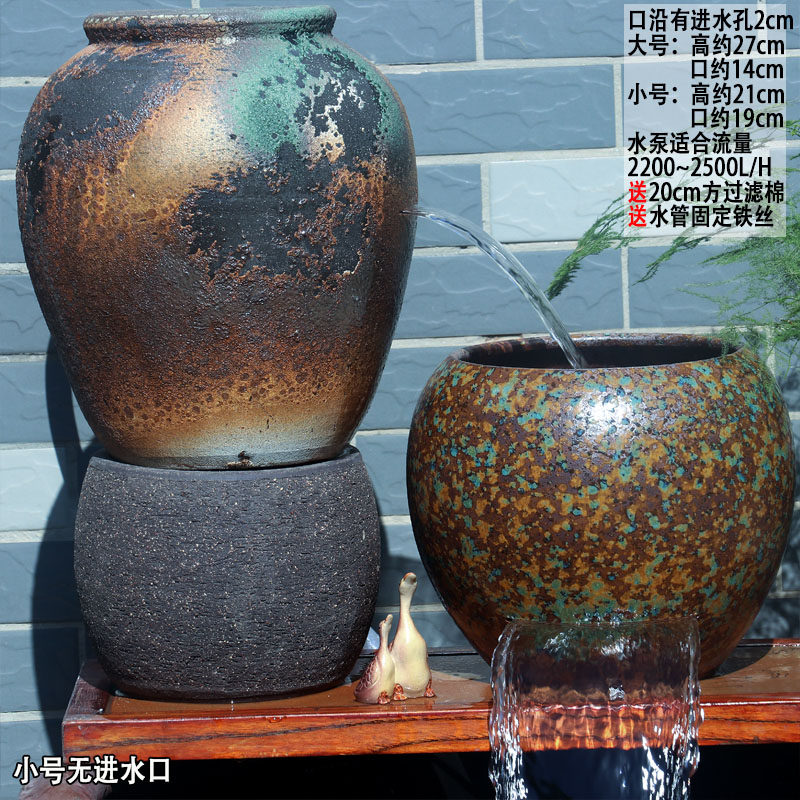 复古切割流水缸瀑布陶瓷复古循环流水罐大号增氧循环过滤叠水瀑布,淘宝优惠券,粉丝福利购,淘宝优惠卷