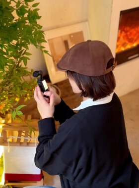 男女复古中性风前进帽灯芯绒帽子