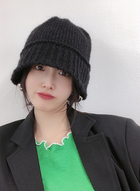 韩国东大门针织毛线帽冬渔夫帽女