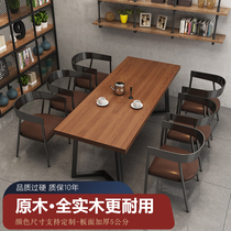 Retro Small Tavern Industrial Wind Bar Coffee Barbecue Shop Restaurant Themed West Restaurant Solid Wood Table Table And Chairs Combination