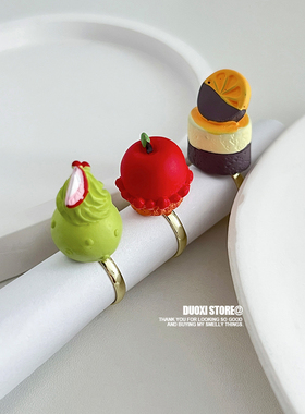 女树脂可爱小众蛋糕下午茶戒指