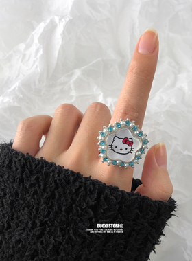 多喜商店【Hello Kitty】复古昭和风千禧亚文化古早辣妹kt猫戒指