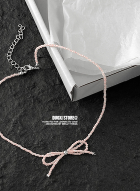 其他米珠女蝴蝶结彩色串珠项链