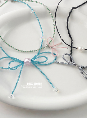 多喜商店【落日派对】芭蕾风清冷感蝴蝶结串珠甜美少女心小众项链