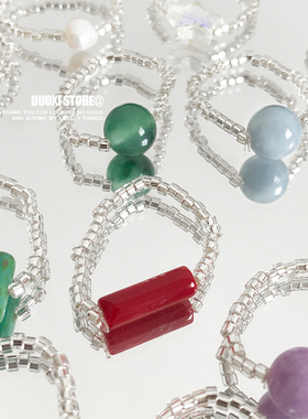 女串珠少女风简约透明串珠戒指