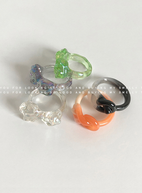 女亚克力日韩冷淡风透明小众戒指
