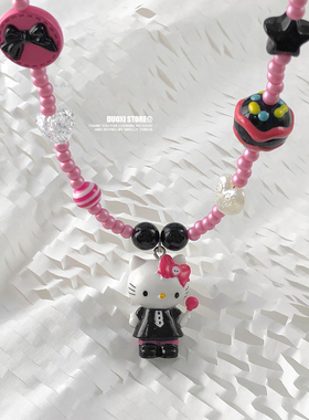 多喜商店【乐坛奇迹】想当歌手的麦克风kt猫黑粉摇滚甜酷辣妹项链