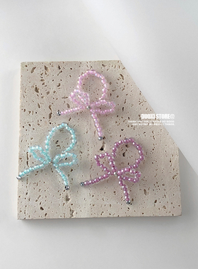 多喜商店【小小艺术家】芭蕾少女风小米珠蝴蝶结指环彩色串珠戒指