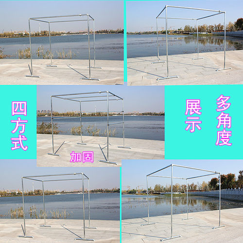 镀锌不锈钢管大晾衣架落地户外防风晒被子架室外双杆水管衣架加粗 - 图1