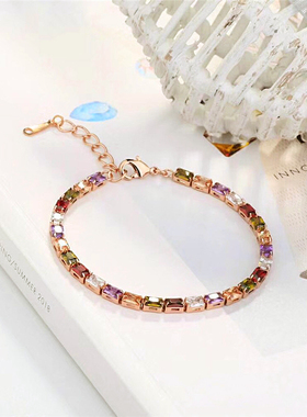 18k奥地利水晶甜美风小方块手链