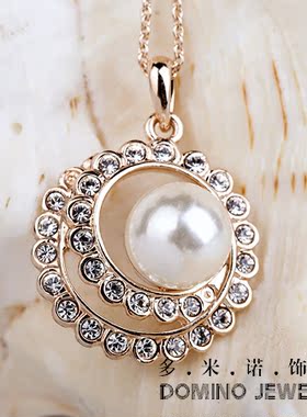 母亲节礼物韩国螺旋镶钻吊坠项链