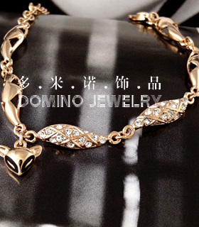 18k韩版水晶时尚风金狐狸手链