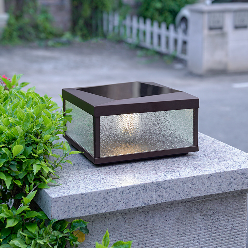 围墙柱头灯太阳能柱子灯别墅大门两侧户外防水庭院灯咖色新款柱灯 - 图2