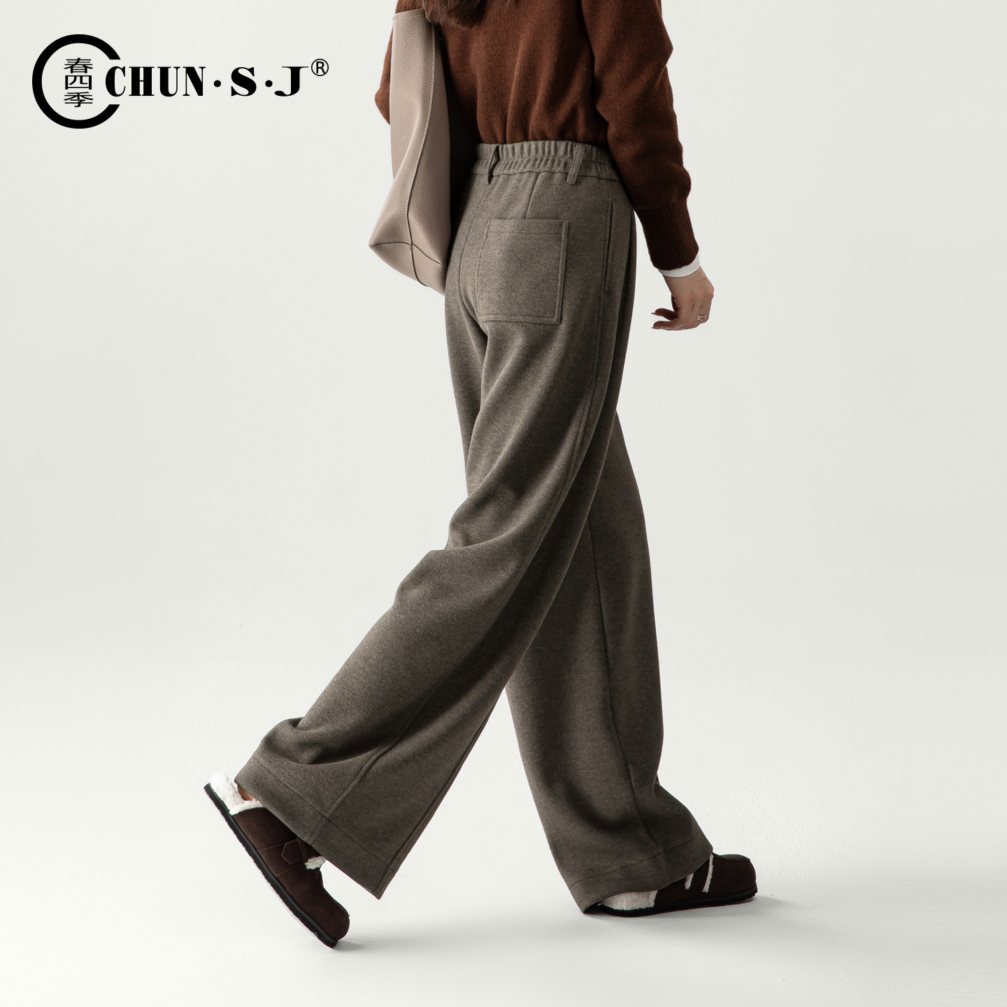 羊毛醋酸毛呢阔腿裤女2025新款冬季宽松梨型身材裤子弯刀裤休闲裤,淘宝优惠券,粉丝福利购,淘宝优惠卷