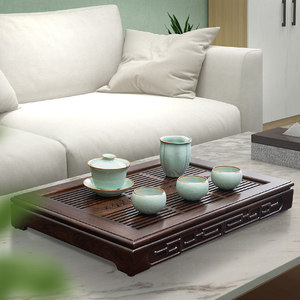 汉唐实木茶盘高档2025新款家用干泡茶台储水茶托盘茶海木质黑紫檀