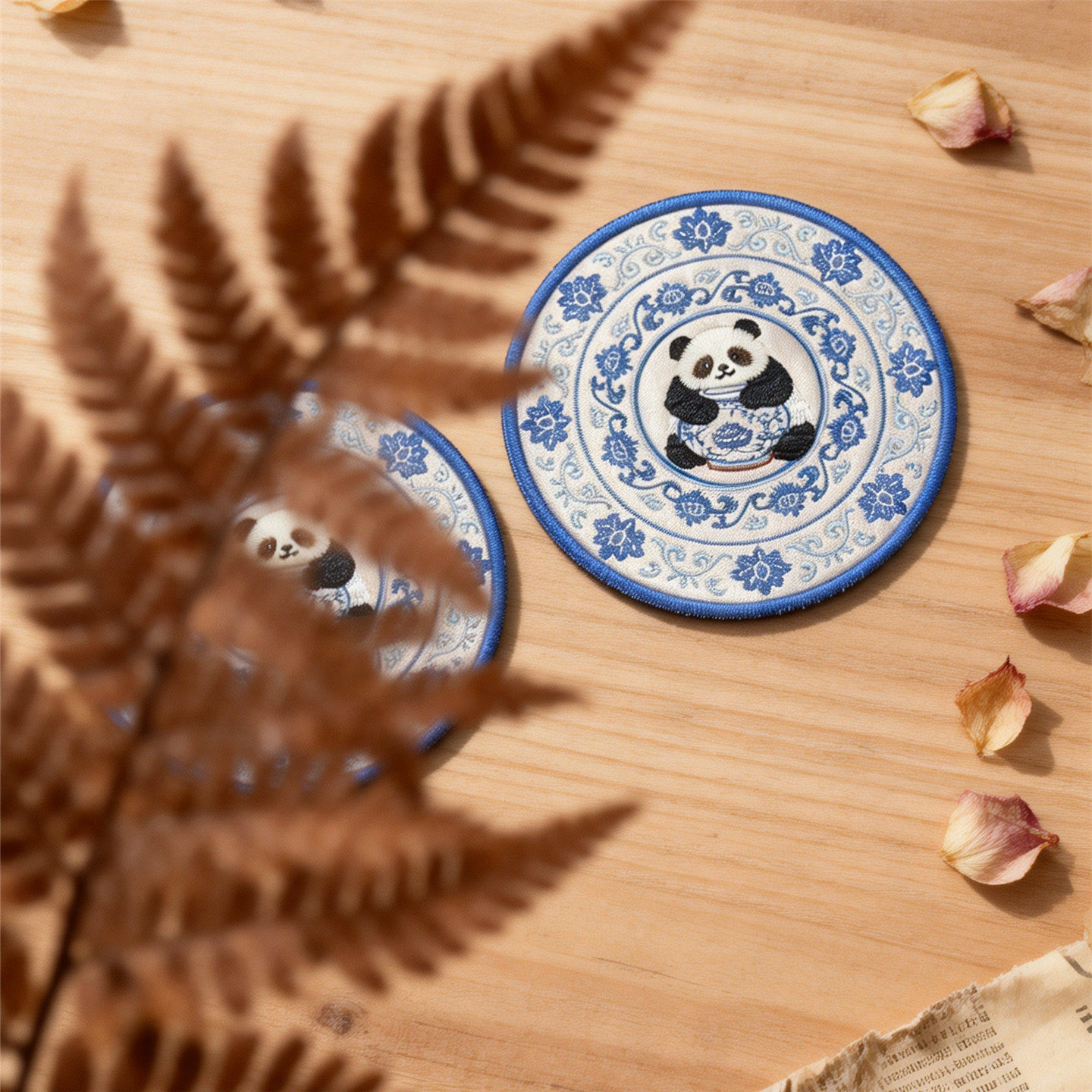 国潮熊猫杯垫刺绣布艺隔热垫家用防滑垫子送老外朋友节日礼物礼盒,淘宝优惠券,粉丝福利购,淘宝优惠卷