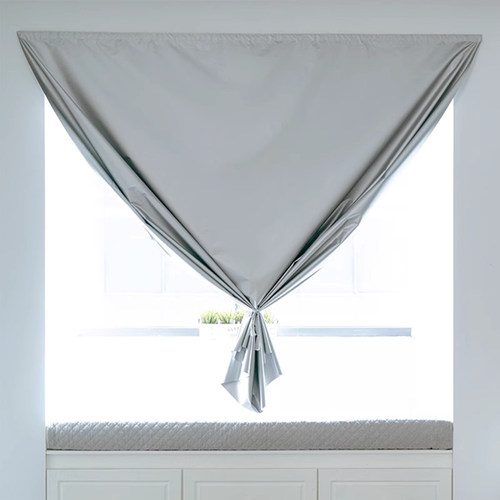 99%不透光免打孔安装窗帘全遮光布阳台遮阳遮挡帘出租房魔术贴帘 - 图2