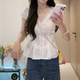 Fat MM plus size women's short-sleeved chiffon top 2025 new Korean chic women clothes with the temperament fashionable