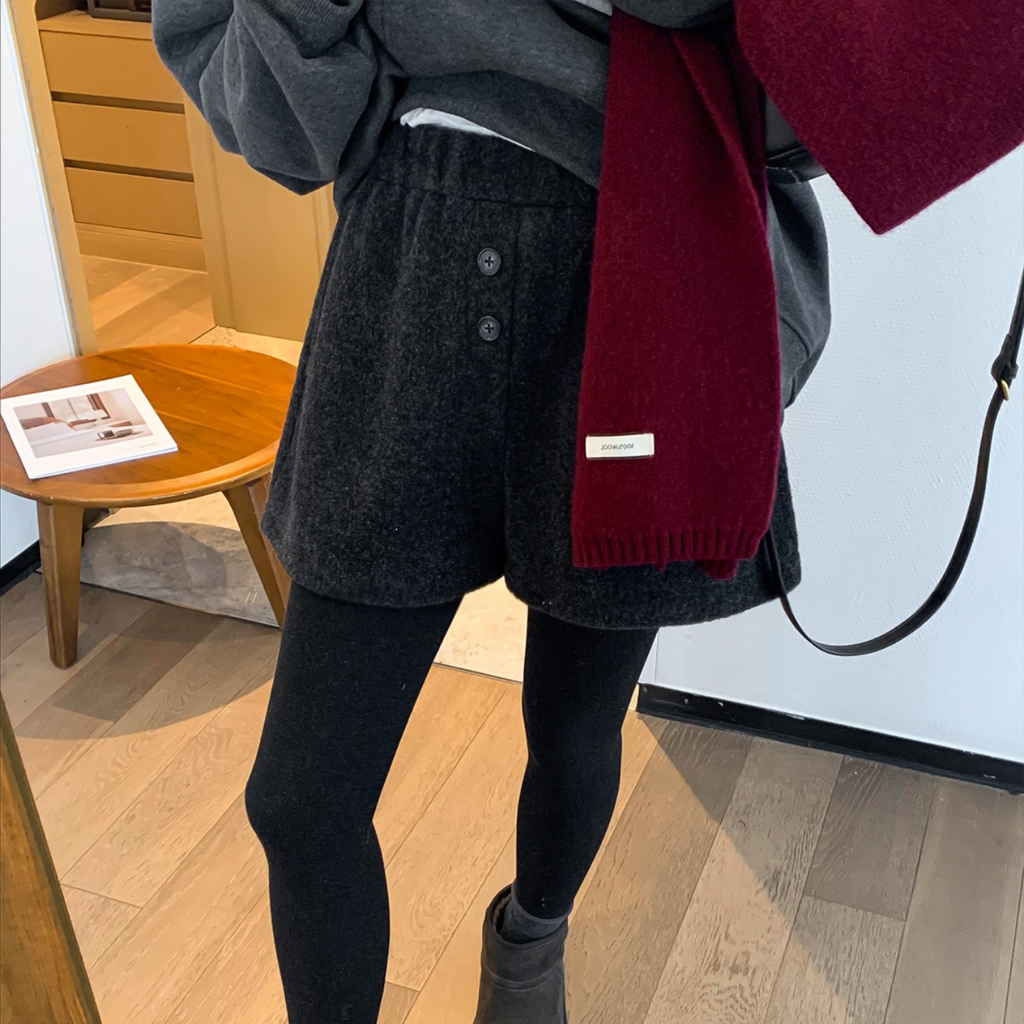 巨好看灰色毛呢阔腿短裤女大码胖mm2025秋冬新款高级感小个子裤子,淘宝优惠券,粉丝福利购,淘宝优惠卷