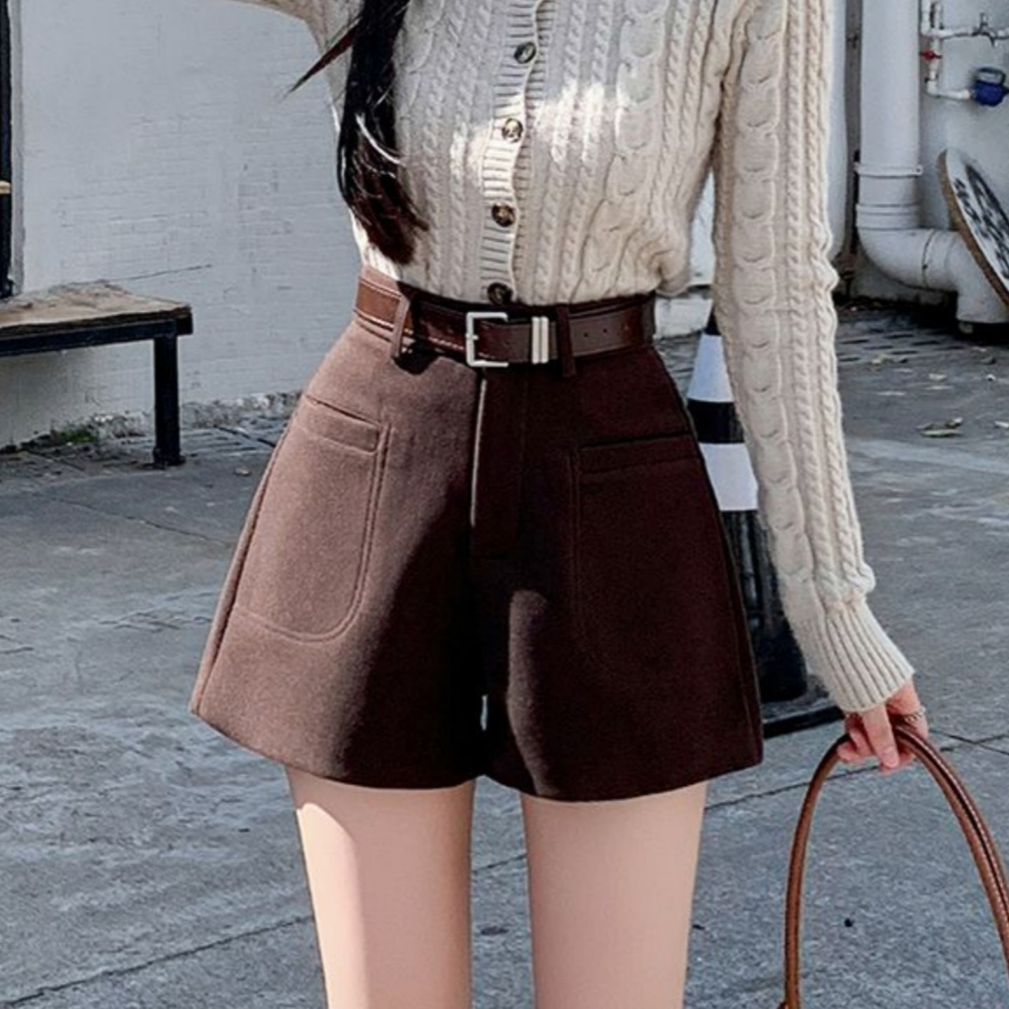 大码胖妹妹咖色毛呢短裤女秋冬新款高腰显瘦外穿a字休闲阔腿靴裤,淘宝优惠券,粉丝福利购,淘宝优惠卷