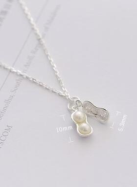 S925纯银淡水珍珠花生百搭锁骨链