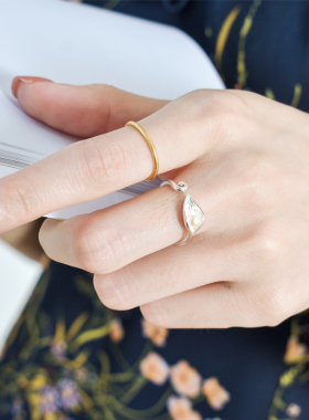 树叶珍珠戒指女s925银