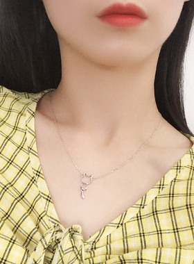 可爱镂空猫咪项链女小众设计感