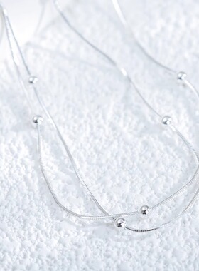 韩版双层圆珠925银女手链