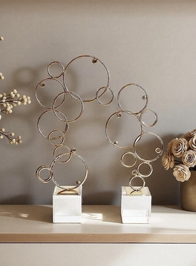 抽象透明黑白金色铁艺水晶底座