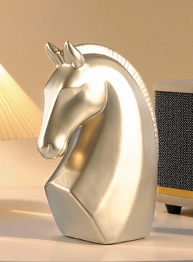 陶瓷电镀哑金马头摆件