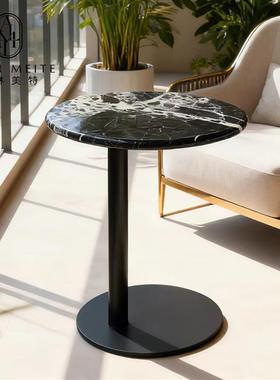 意式极简圆形可移动床头边几大理石小茶几现代简约客厅沙发角几